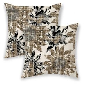 Black/Brown Floral Decorative Throw Pillow 24x24